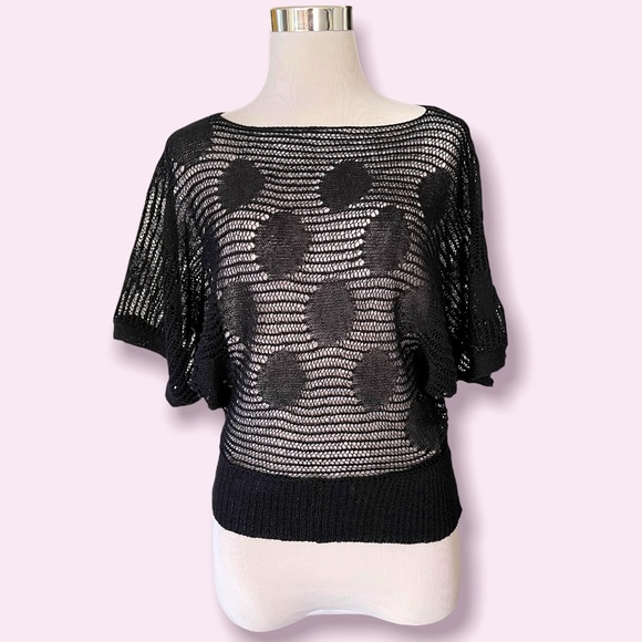 C’est Toi Black Sheer Top Size M - Picture 2 of 3